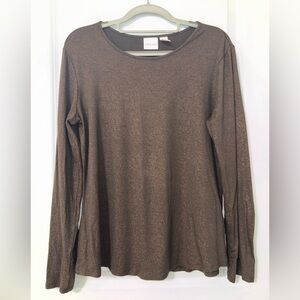 Chico’s size 1, (US size med 8) Brown shimmery long sleeve top, EUC